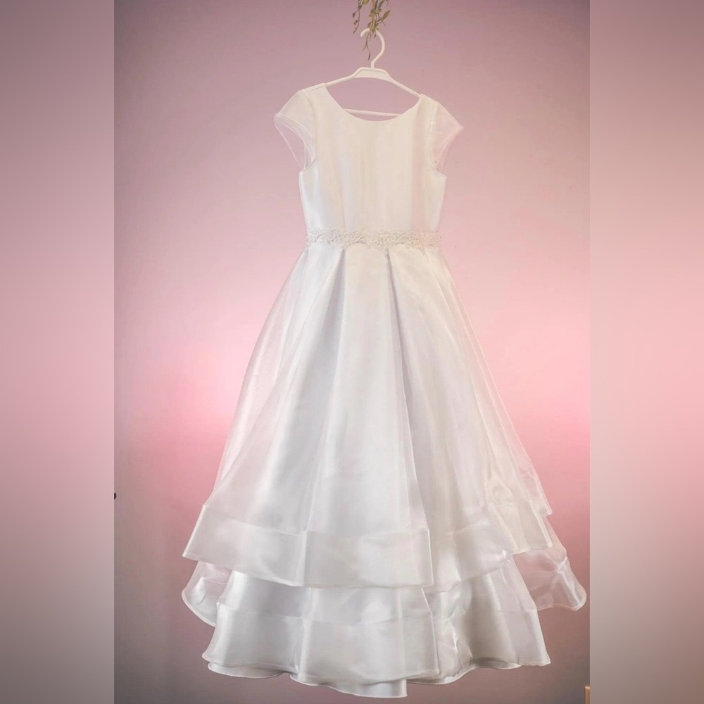 Elegant White Kids Dress for communion or baptism